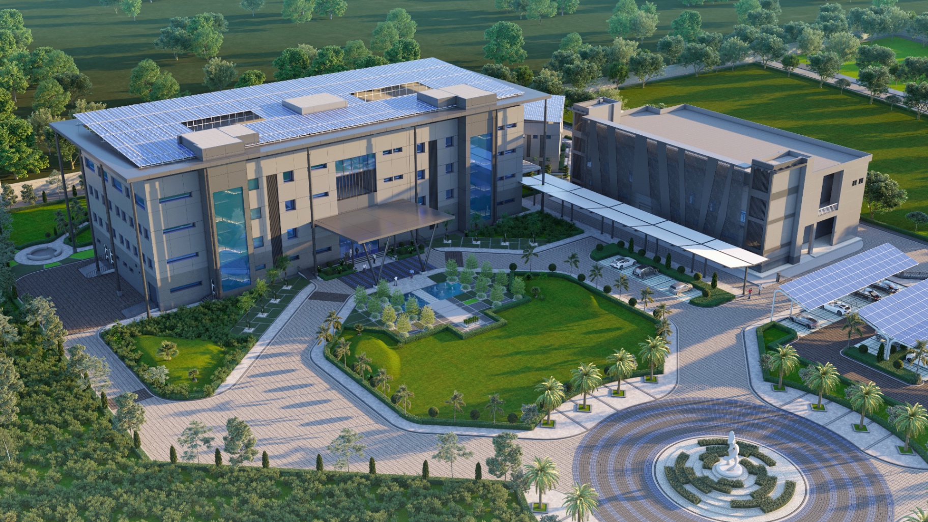 Bird's eye aerial view of the GAIL Administrative Complex at Alibag